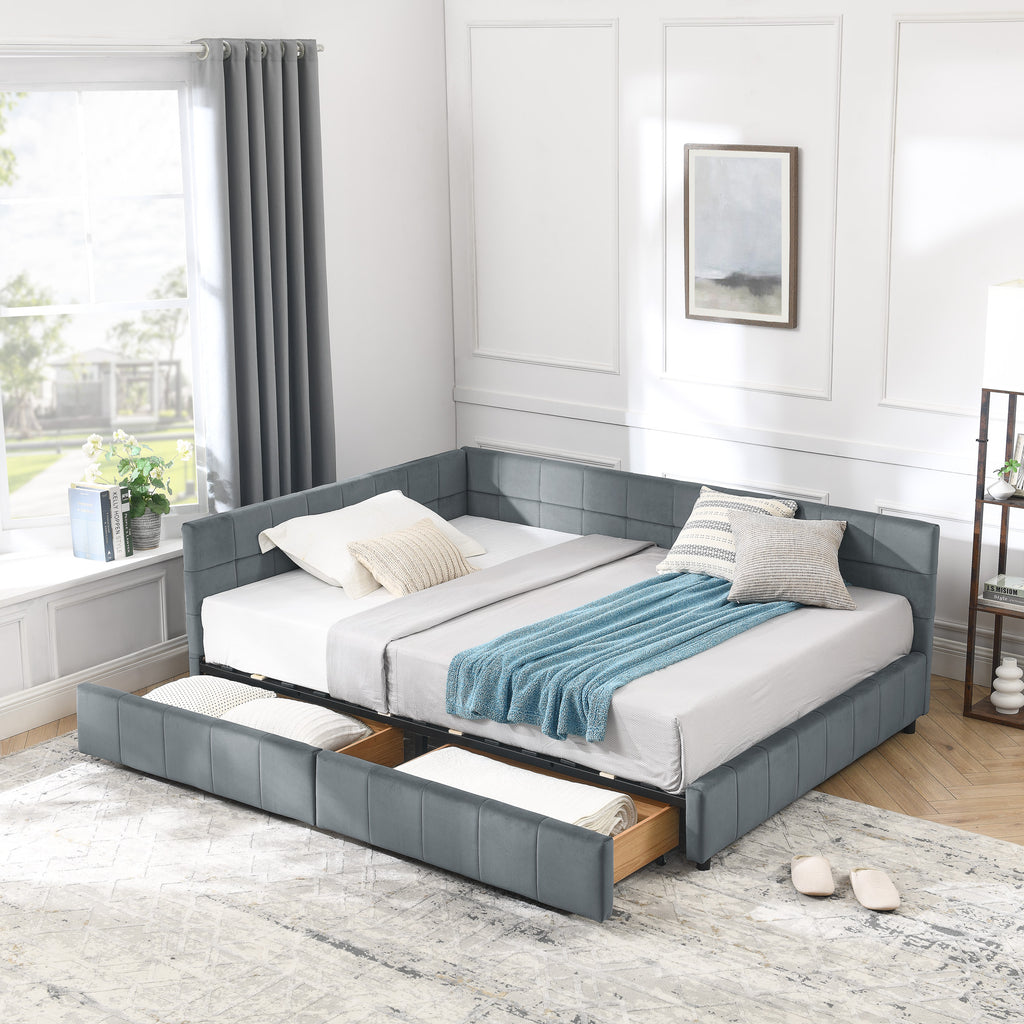 Full Size Storage Upholstered Tufted Bed Frame