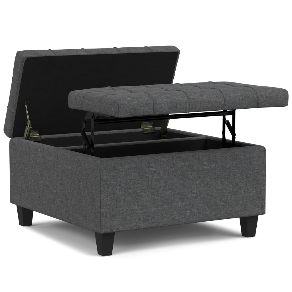 Harrison 30 Inch Wide Small Square Coffee Table Storage Ottoman