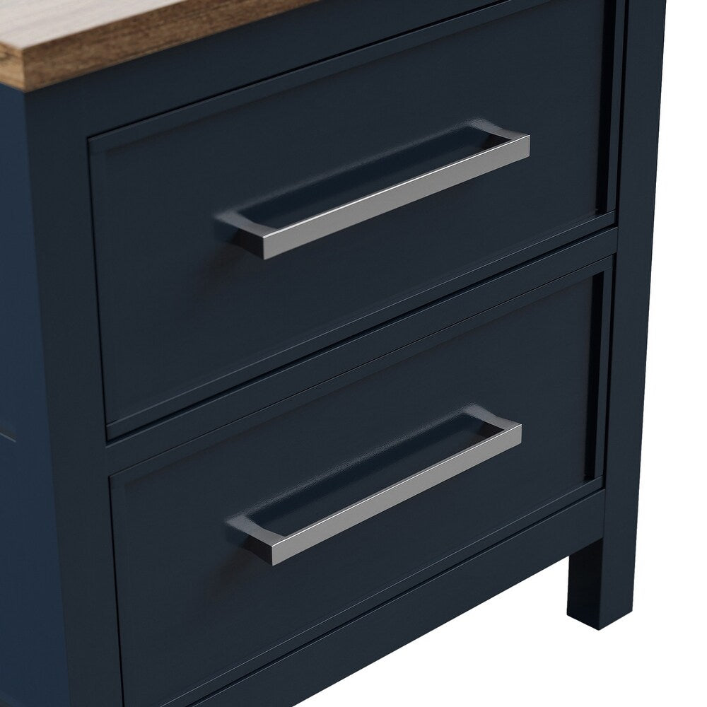 Modern Farmhouse Style 1pc Nightstand Two Tone Design English Dovetail Drawers Nickel Handles Recessed Panel