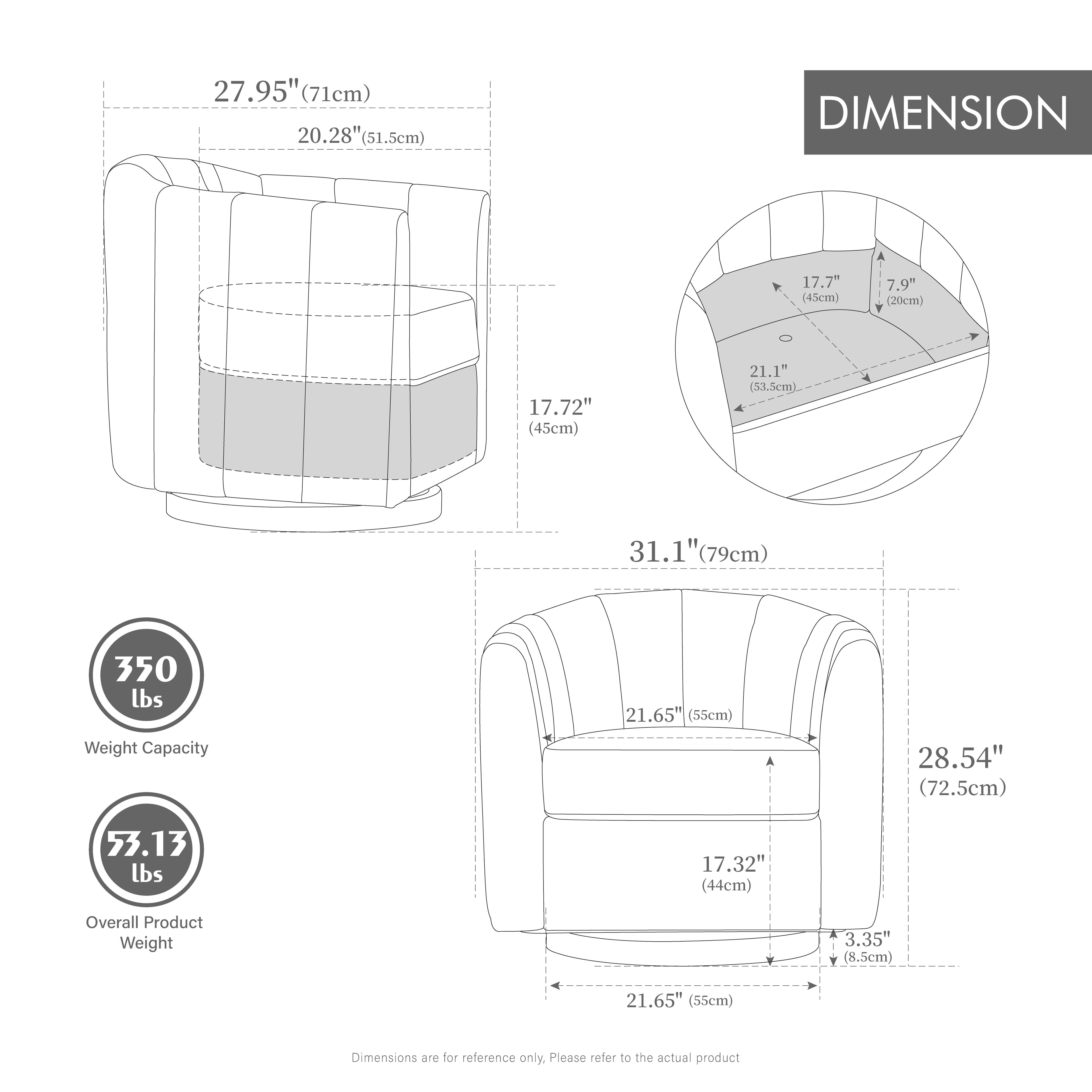 31.1'' Wide Upholstered Chenille Swivel Barrel Chair