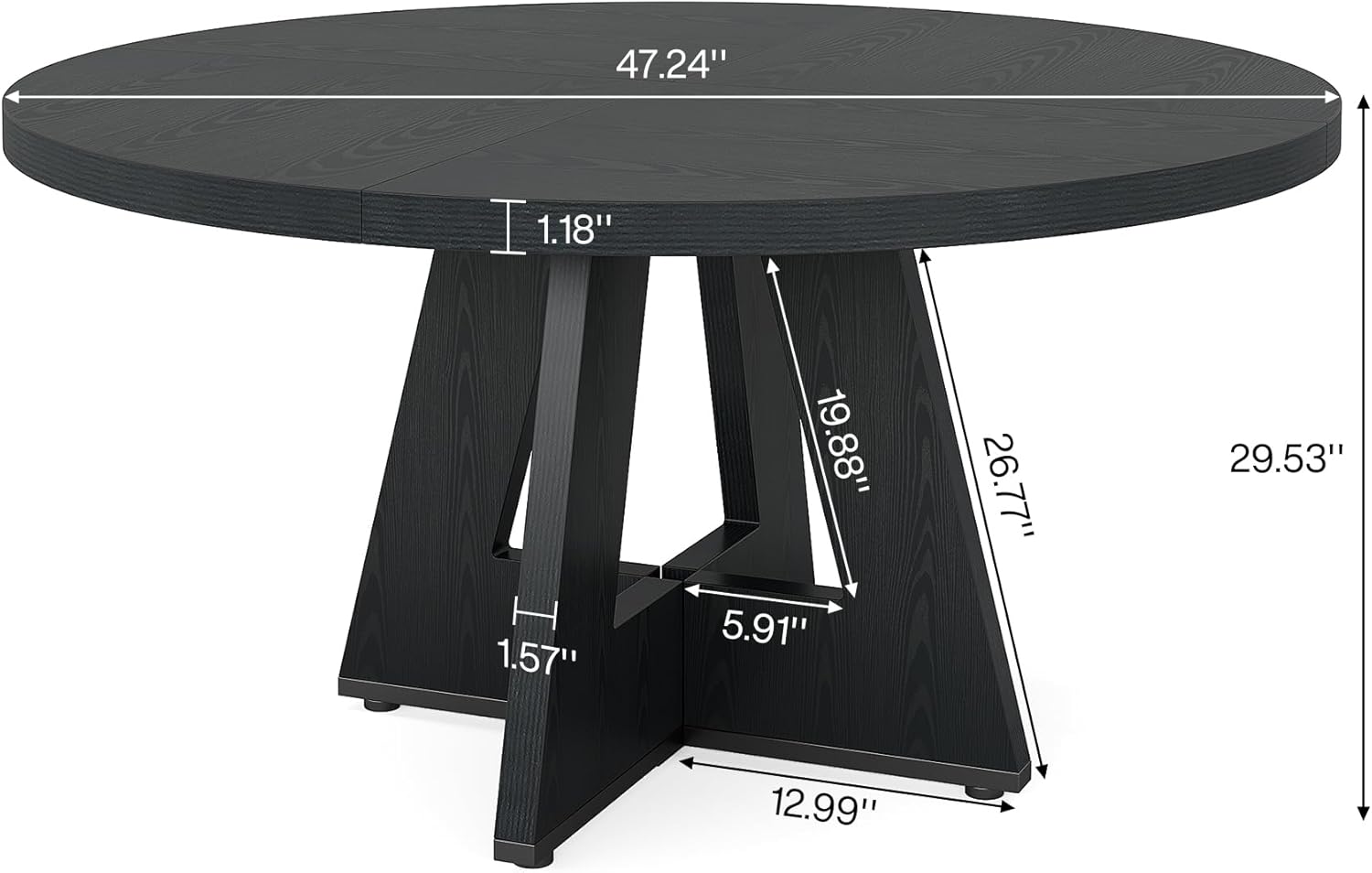 47" Round Farmhouse Dining Table