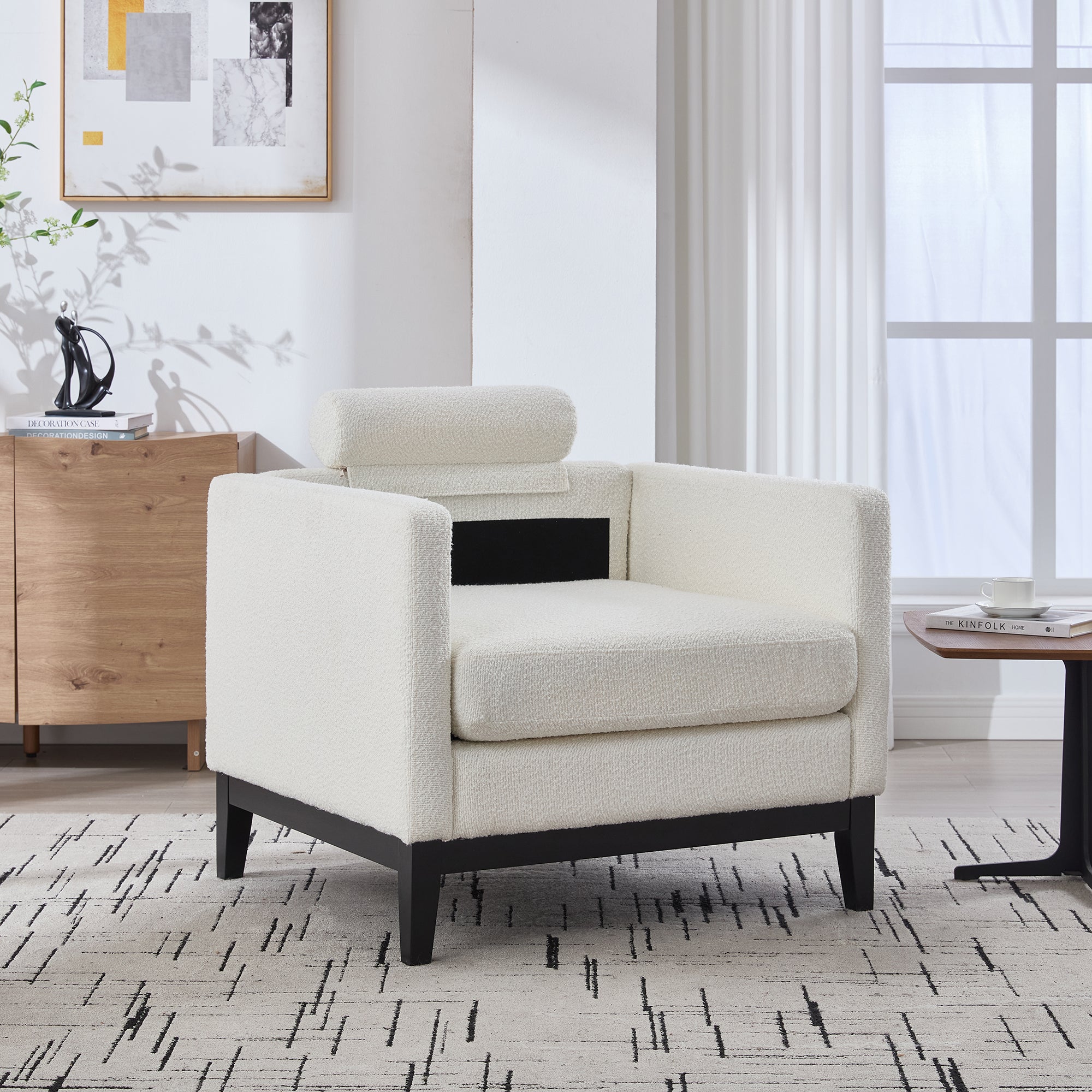 35.4" Wide Modern Farmhouse Performance Accent Chair