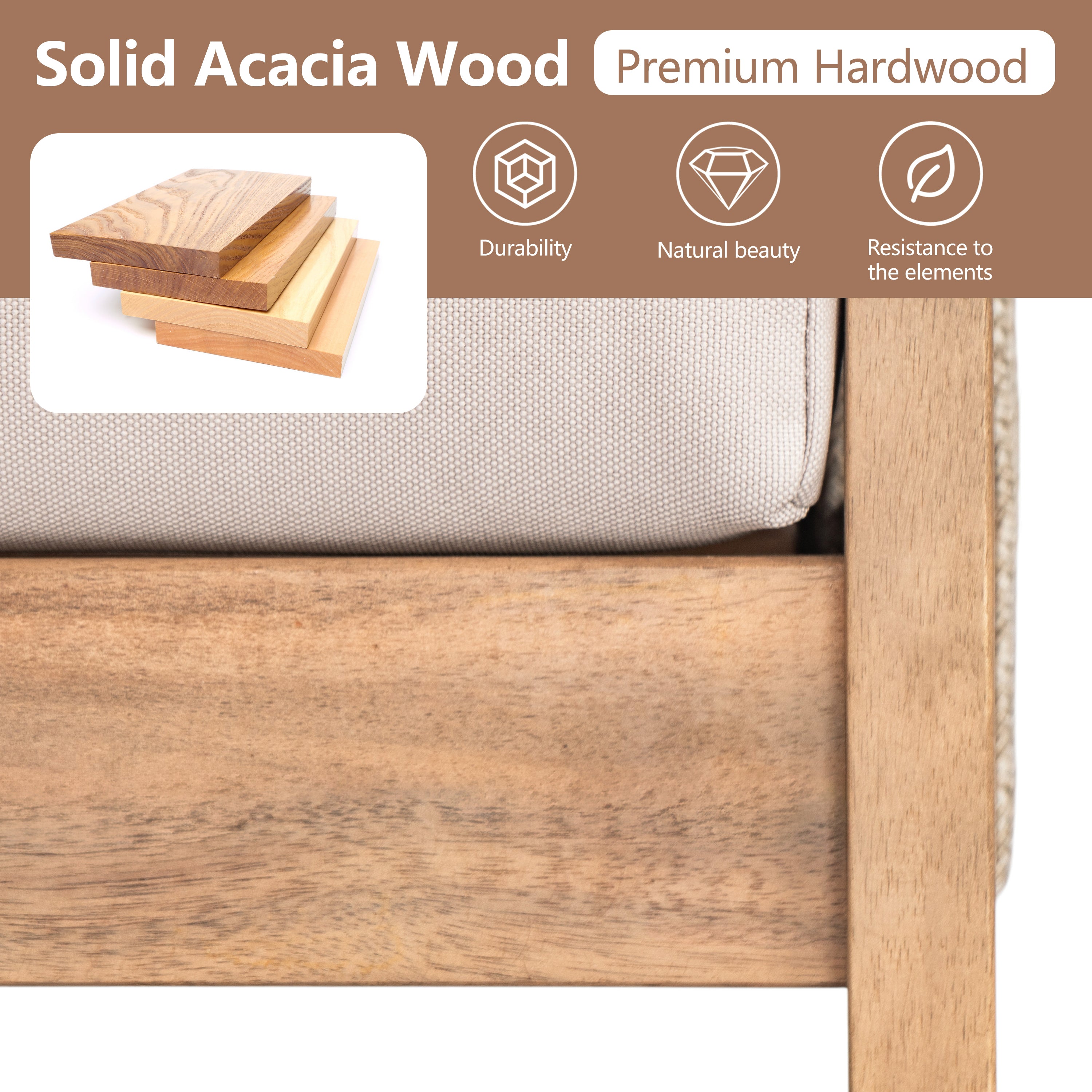 Outdoor 2pc Acacia Wood and Rope Patio Chat Set