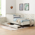 Twin Size Upholstered Platform Bed Frame with 2 Storage Drawers