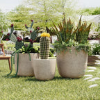 U_Style Lightweight Matte Textured MGO Outdoor Indoor Flower Pot Set
