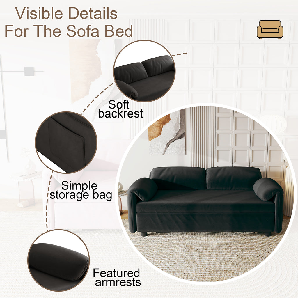 54-Inch Velvet Sofa Bed with Dual Purpose - Stylish & Functional