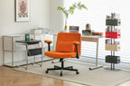 Orange Velvet Criss Cross Armrest Office Chair with Wheels