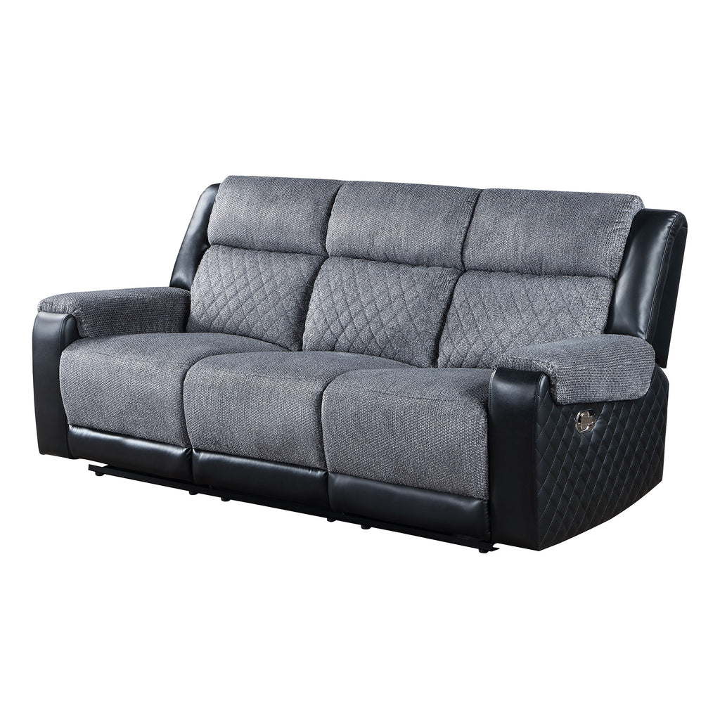 Alicia Grey/Black Reclining Sofa and Loveseat