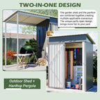 Durable 5x3FT Galvanized Steel Shed & Gazebo Combo