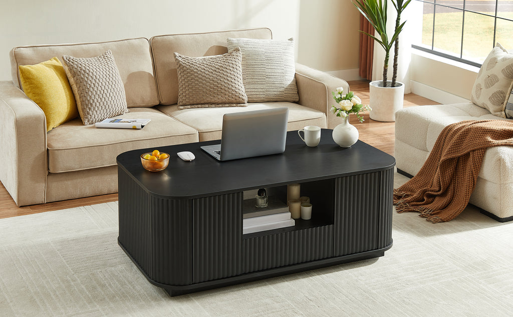 Modern Luxury Oval Coffee Table with Drawers