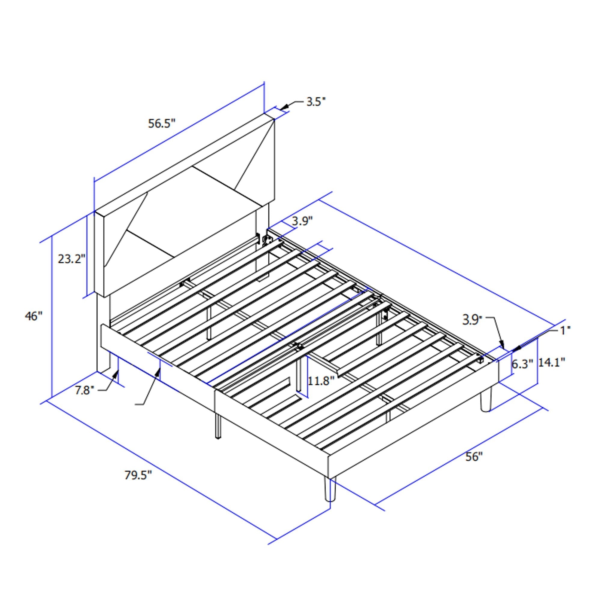 Full Size Upholstered Platform Bed Frame With Headboard