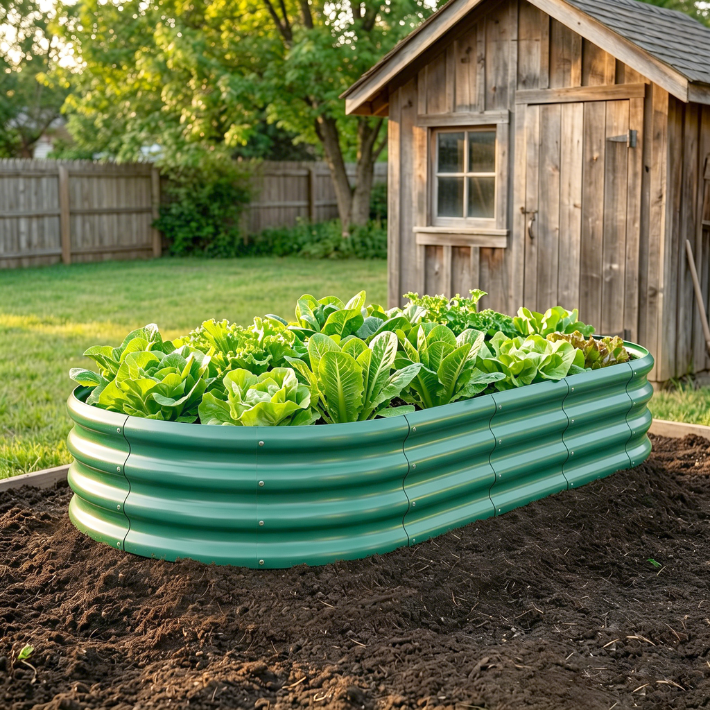 Galvanized Raised Garden Bed, 6x3x1 Ft, Green Metal Planter Box