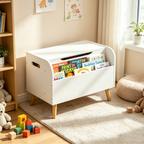 Wooden Toy Box with Front Bookshelf