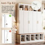 U-Can Farmhouse Entryway Storage Cabinet with Shoe Rack & Display Cubbies