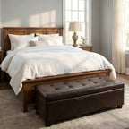 Tufted Storage Ottoman with Wooden Legs