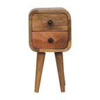 Solid Wood Extra Mini Curved Oak-ish Bedside Table