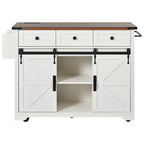 K&K 53.7" Farmhouse Kitchen Island with Power Outlet