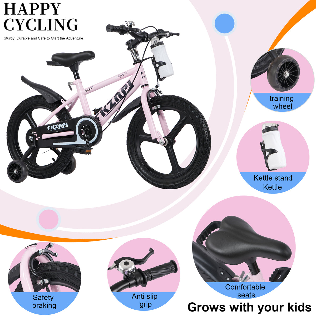 16 Inch Kids Bike – High Carbon Steel Frame & Adjustable Seat