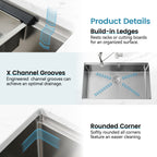 Stainless Steel Kitchen Sink, 30″x19″ Single Bowl