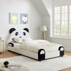 Twin Size Cute Panda-Shaped Kids Bed with Safety Soft Padded Edges