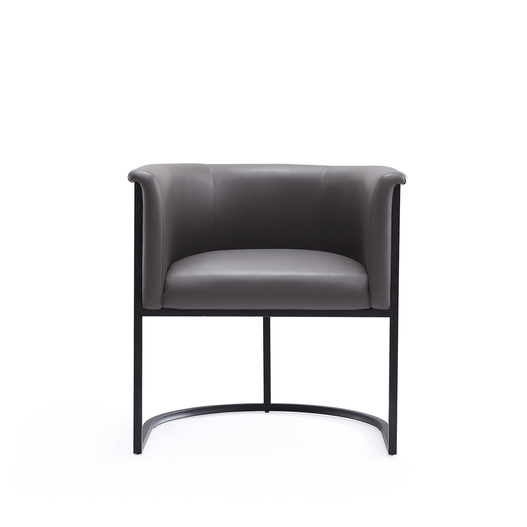 Cosmopolitan Metal Vegan Leather Dining Chair in Graphite