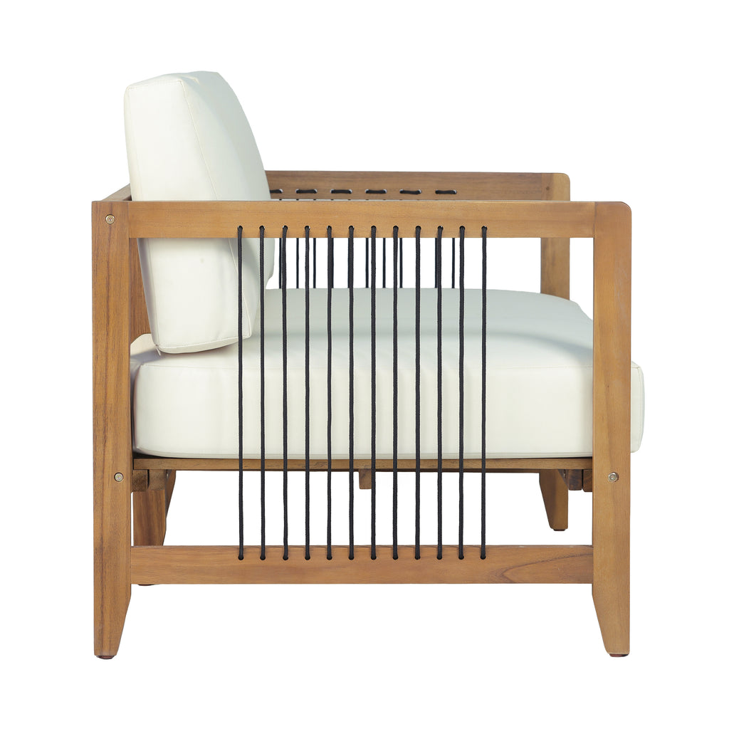 2-Piece Acacia Wood Outdoor Loveseat Set