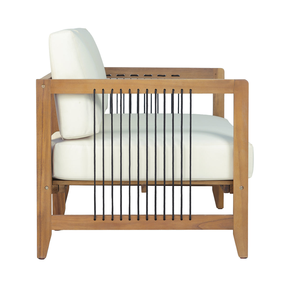 2-Piece Acacia Wood Outdoor Loveseat Set