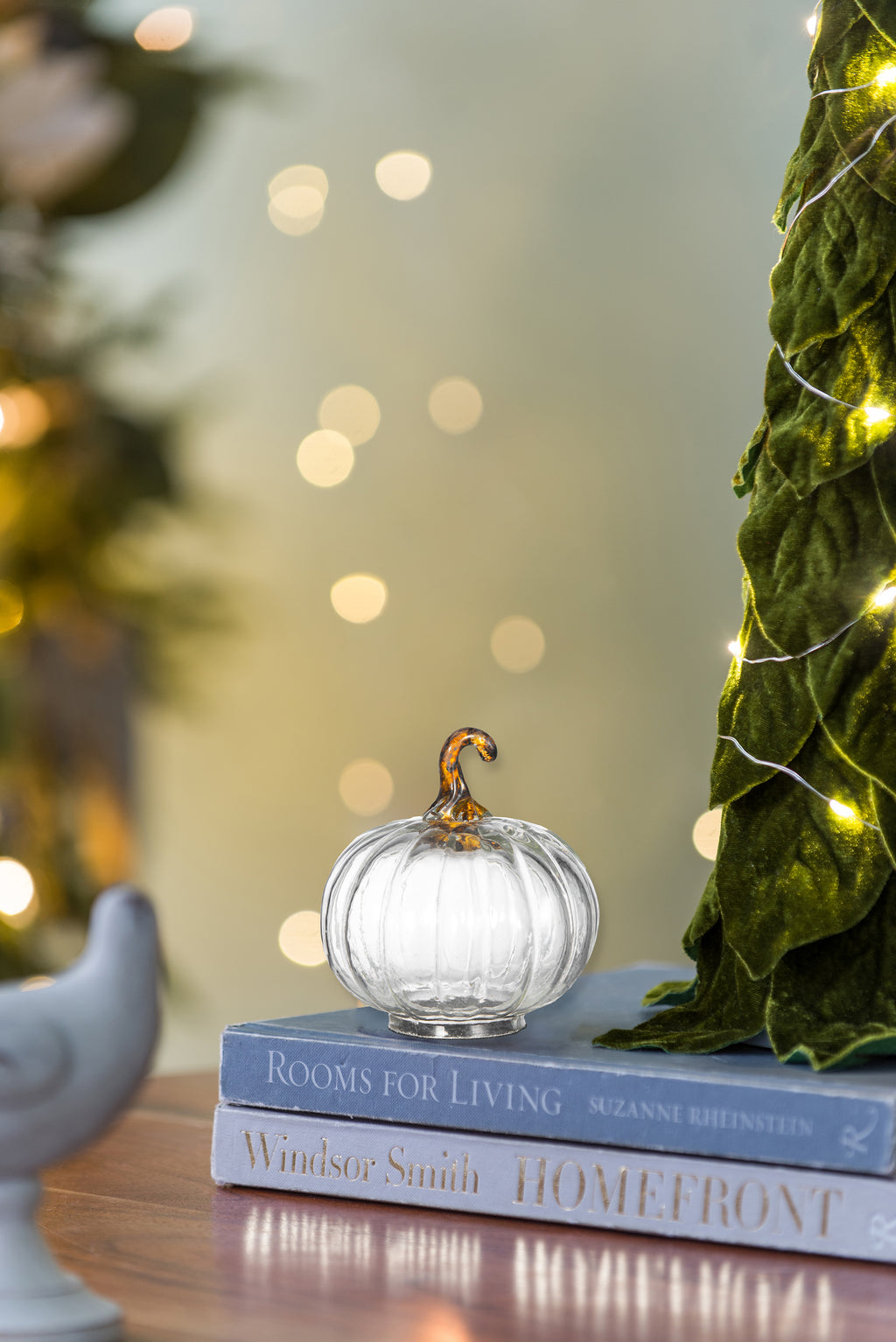 Set of 4 Clear Glass Pumpkins