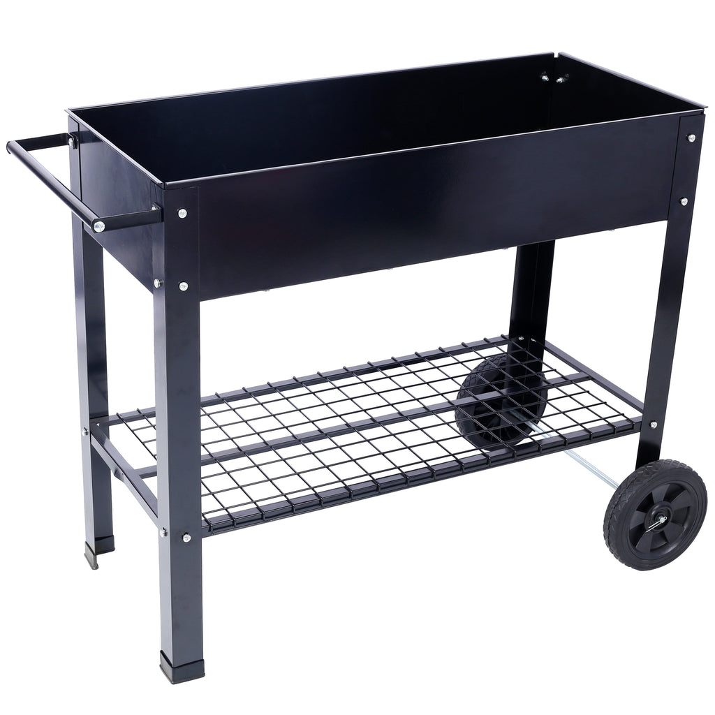 Elevated Mobile Raised Ergonomic Metal Planter Garden Bed