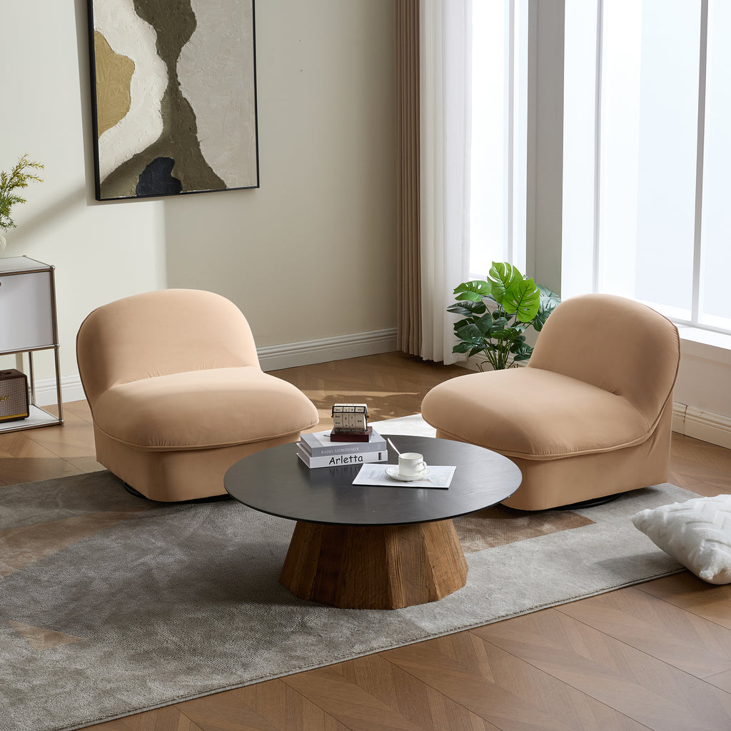Swivel Accent Chair with Velvet Fabric & Metal Base