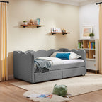 Twin Size Cozy Gingham Daybed with Two Storage Drawers