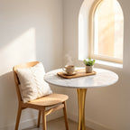 Mid-Century Tulip Dining Table With White Marble Top