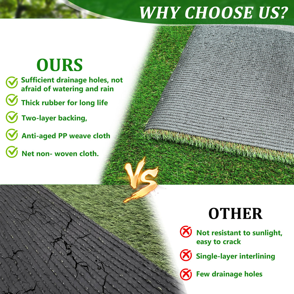 3FTX10FT Outdoor Artificial Grass Runner Rug