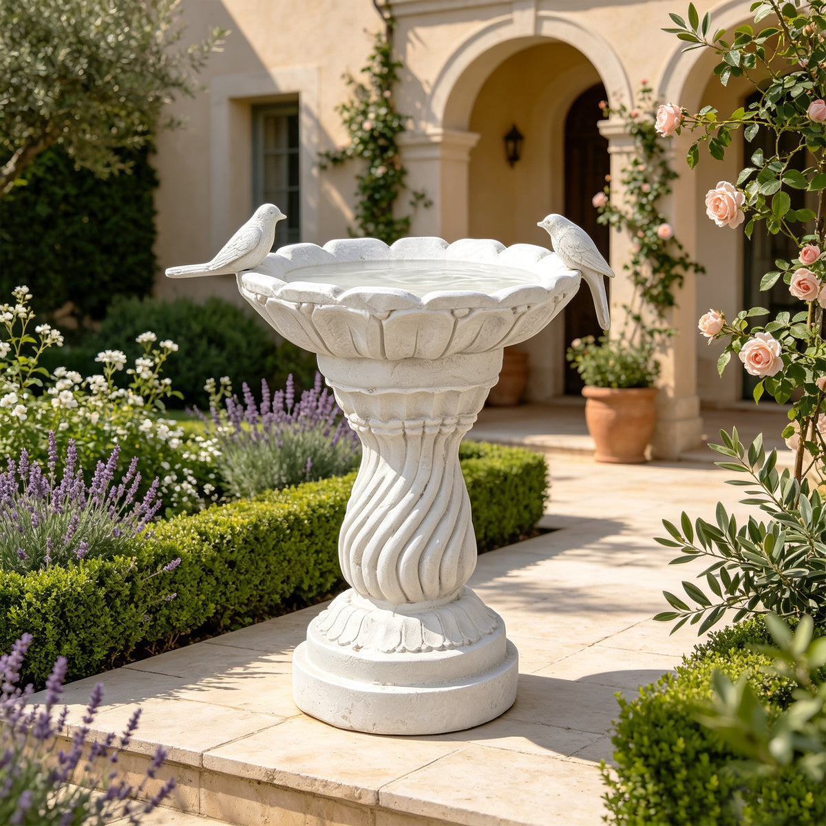 16.54" Garden Bird Bath Statue, Resin