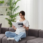 Chenille Curved Sectional Sofa with 2 Pillows