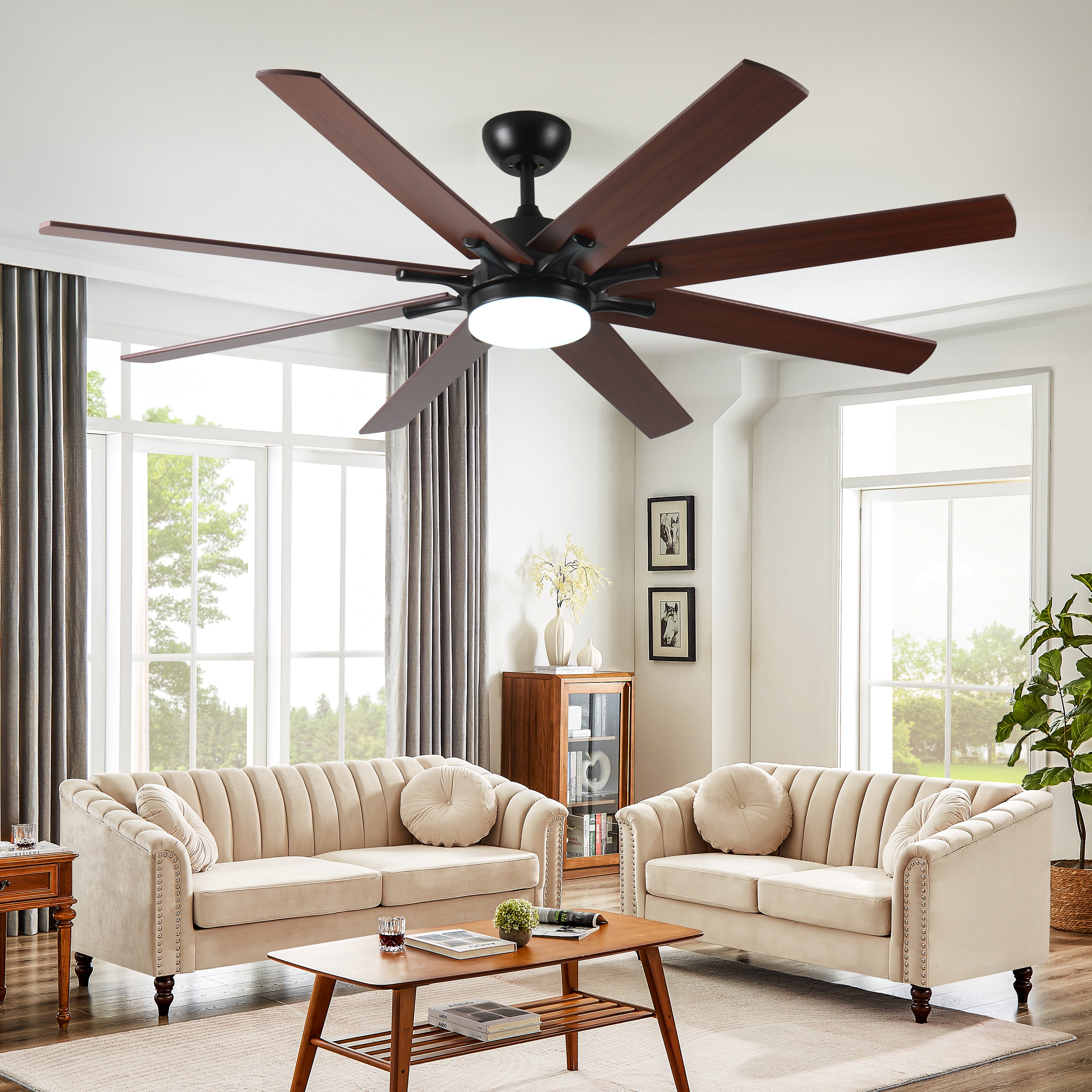 72 Inch Large Ceiling Fan with Lights and Remote Control