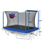 8x12FT Rectangular Trampoline with Basketball Board & Ladder