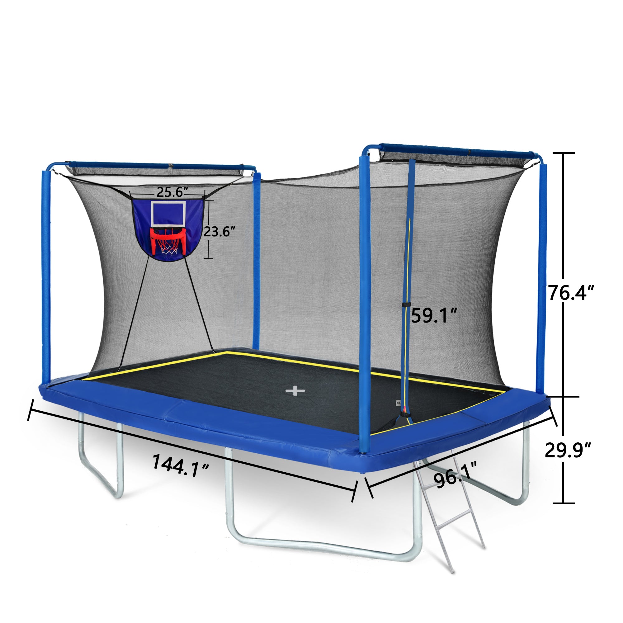 8x12FT Rectangular Trampoline with Basketball Board & Ladder
