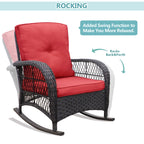 3 Pieces Outdoor Wicker Rocker Patio Bistro Set
