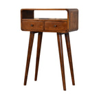 Solid Wood Mini Console Table, 2-Drawers, 1 Open Slot