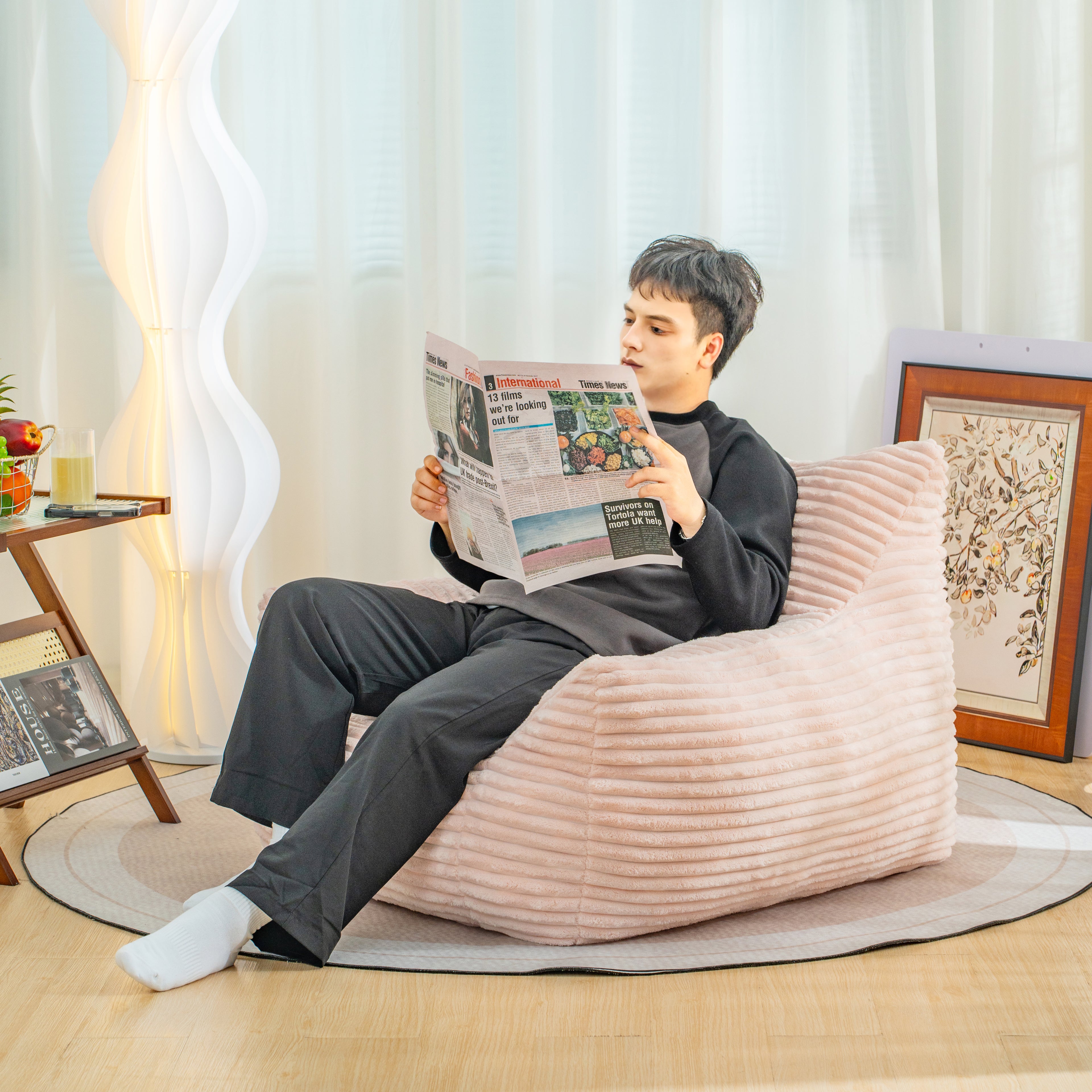 Oversized Comfy Bean Bag Chair with Armrests