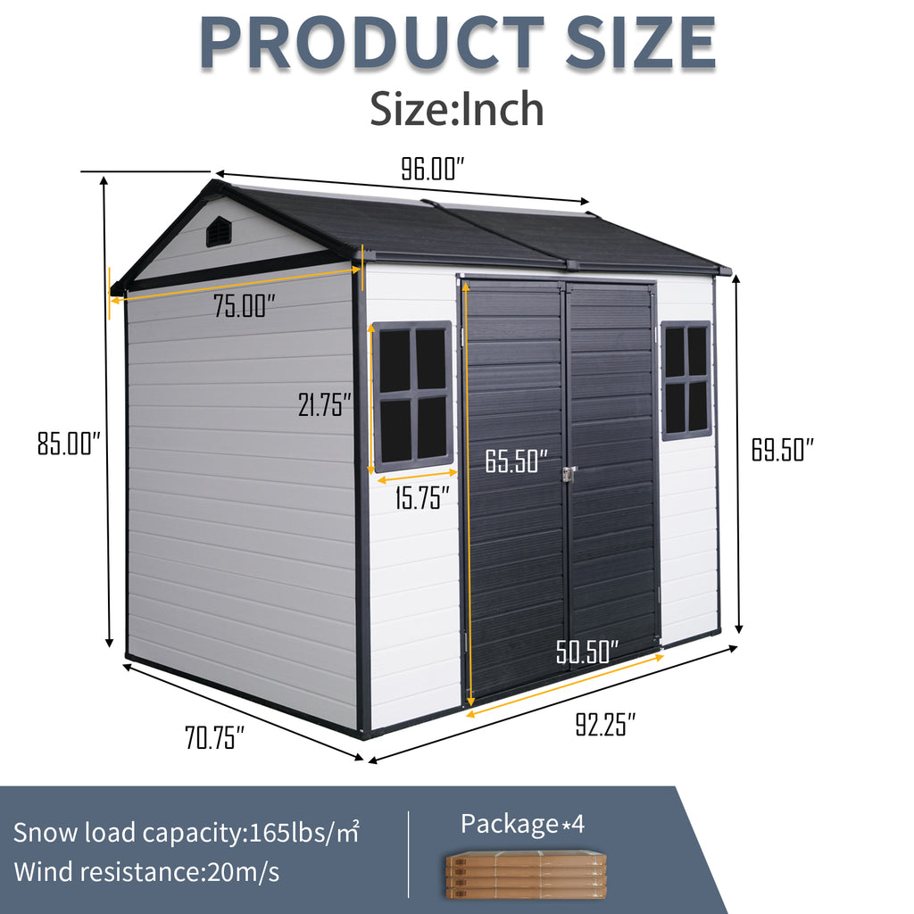 8 x 6 ft Resin Outdoor Storage Shed