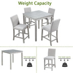 5 Piece Counter Height Table Set with Upholstered Chairs