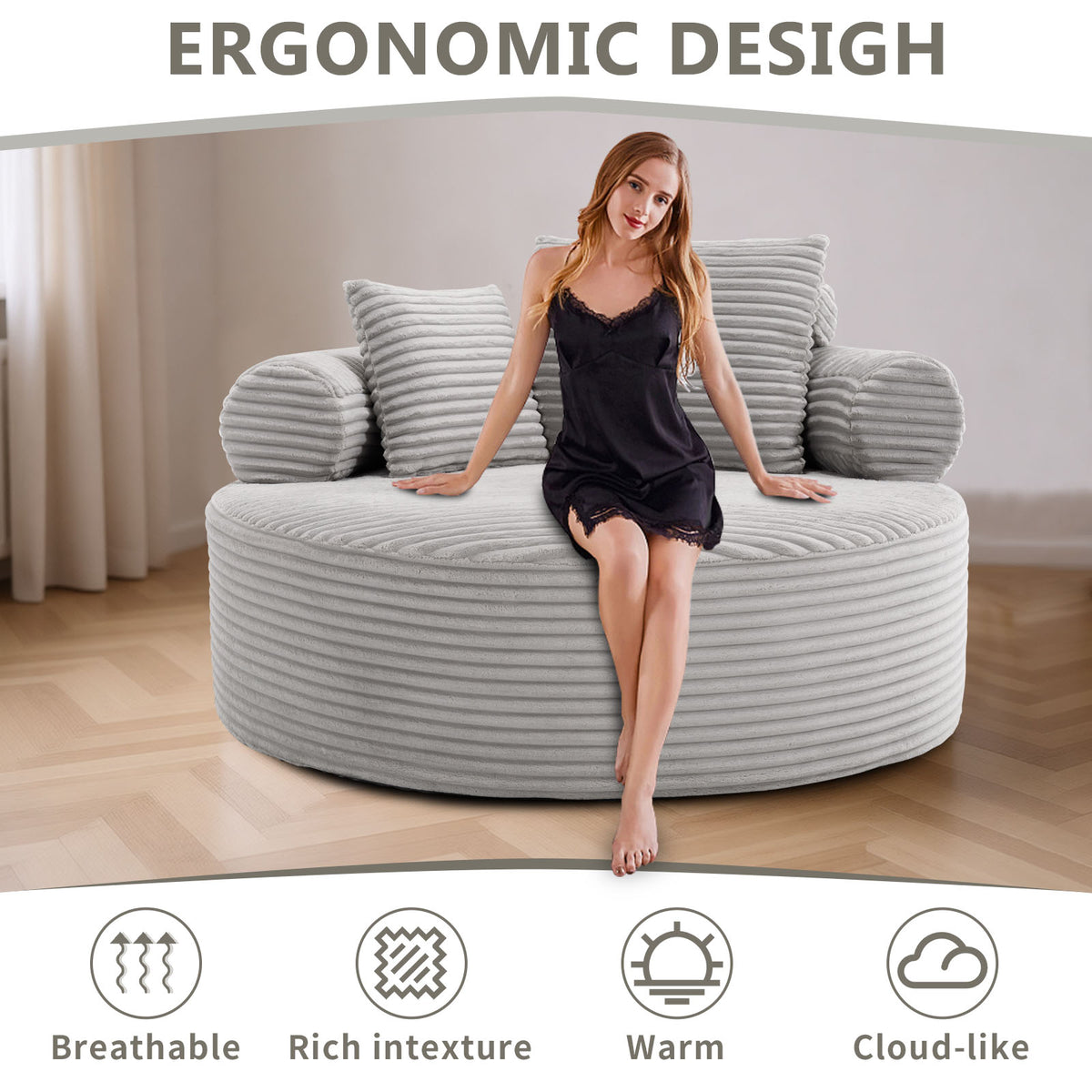 Round Sofa Bed with Memory Foam Sectional Couches