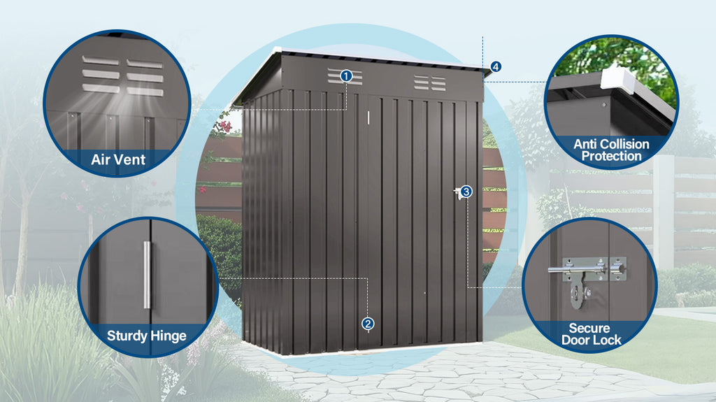 5X3 FT Metal Outdoor Storage Shed