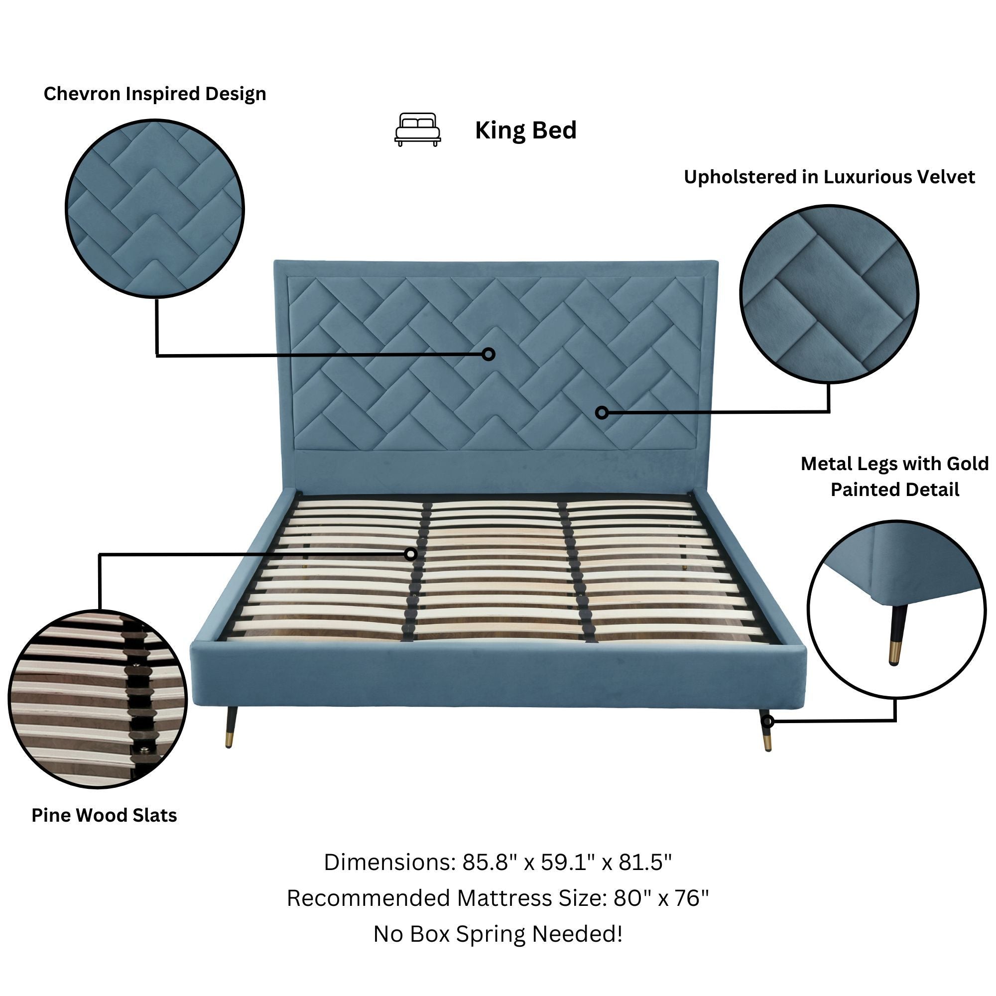 Crosby - Bed With Upholstered Headboard And Slats