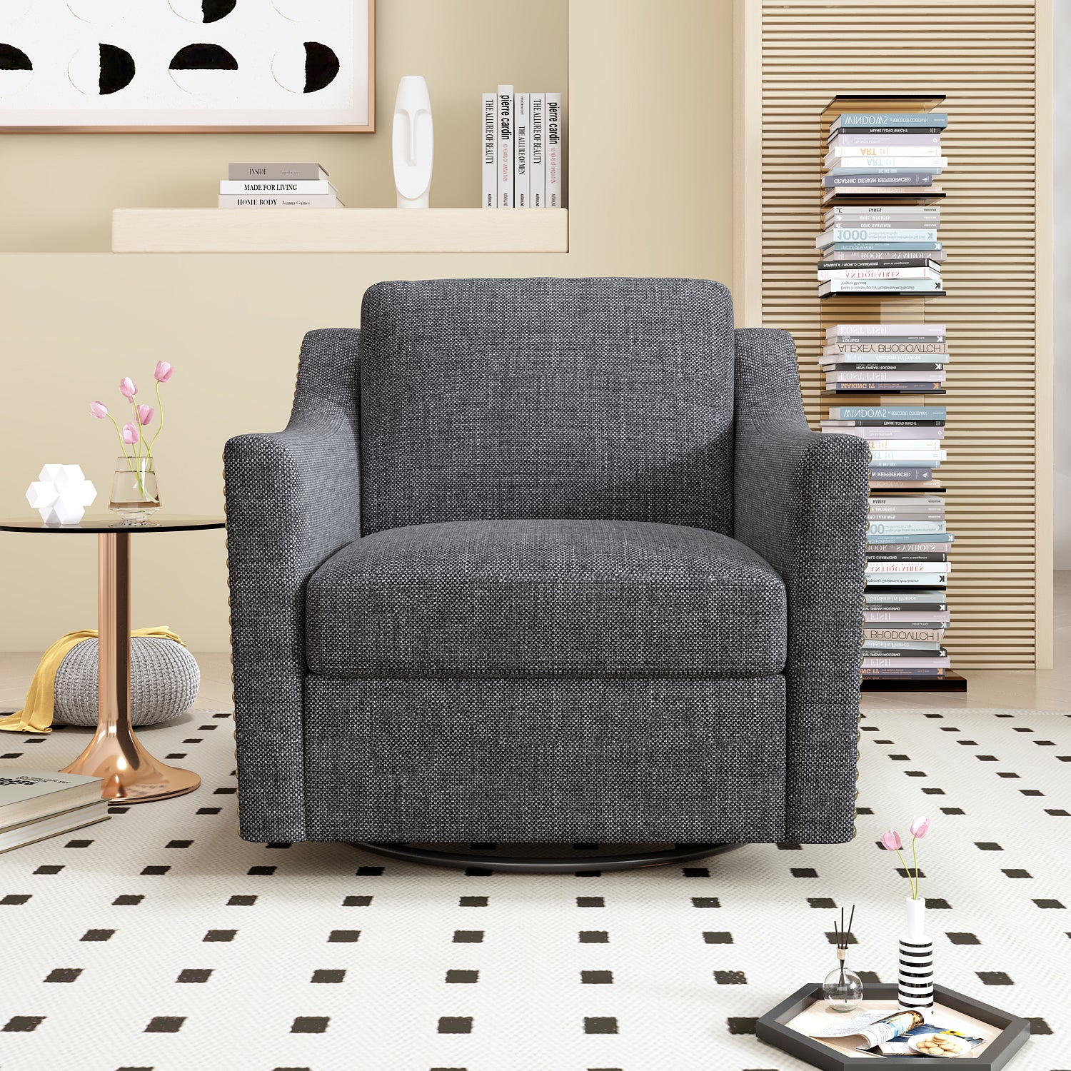 360 Degree Swivel Armchair Cotton