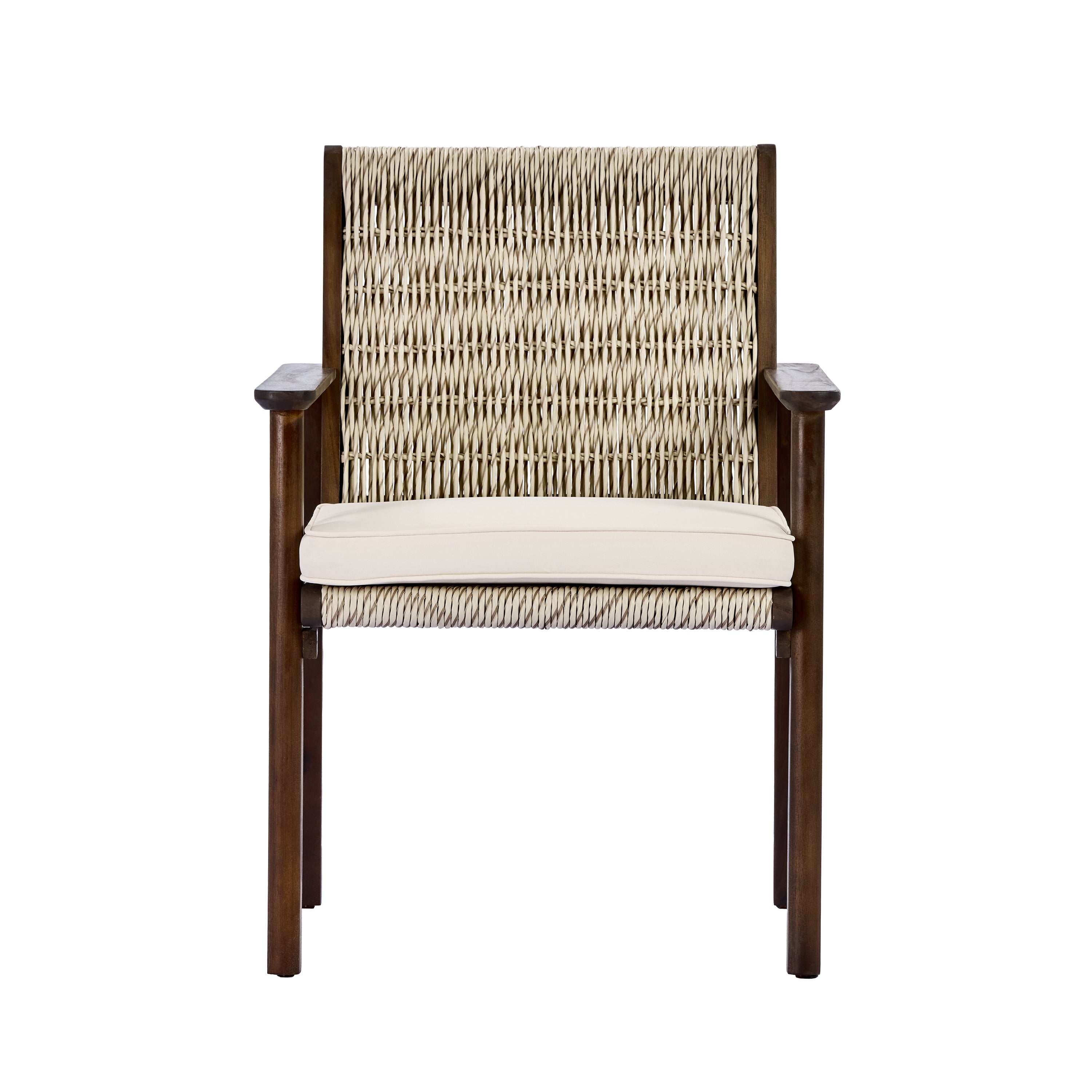 Outdoor Dining Chairs Set of 2 - Acacia Wood & Wicker Rattan