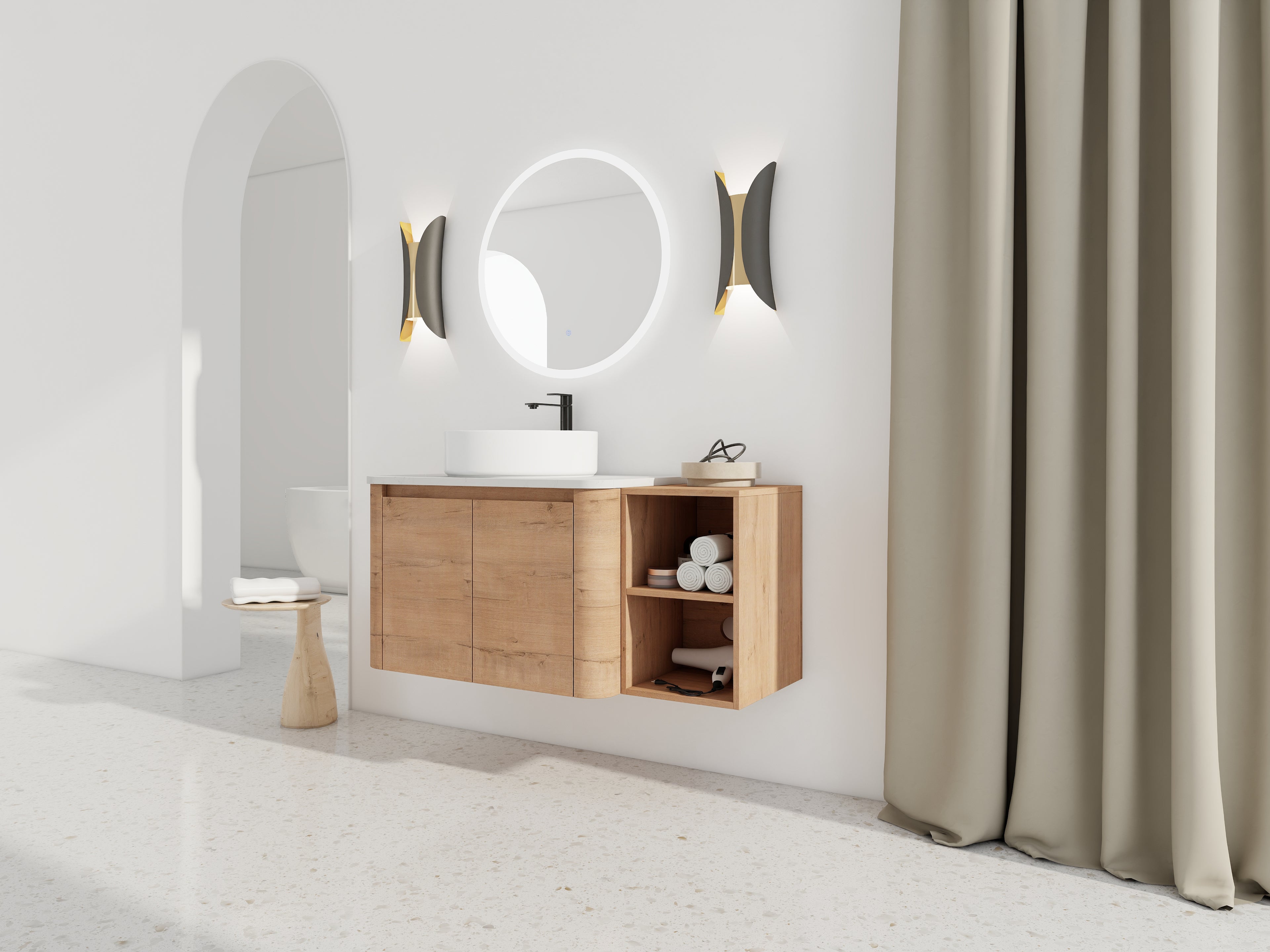 42'' Wall-Mounted Bathroom Vanity With Ceramic Art Sink