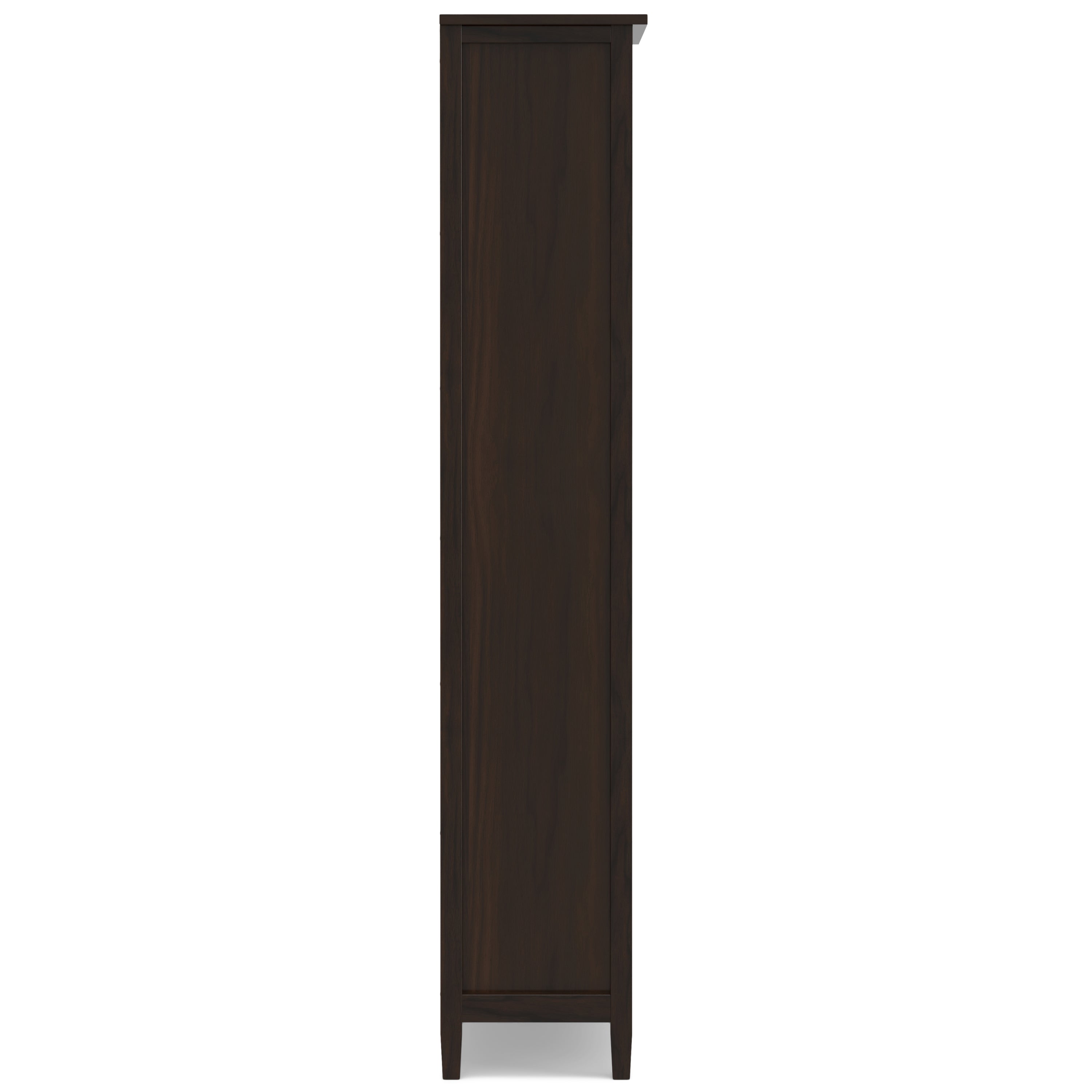 Warm Shaker 72 Inch Tall Solid Wood 5 Shelf Bookcase in Brunette